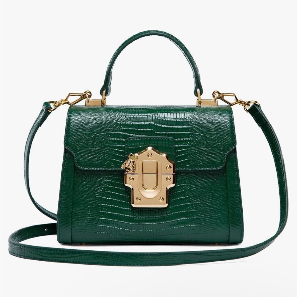 ♥️ LA'FESTIN Green mini Kelly style leather cross body purse, gold hardware